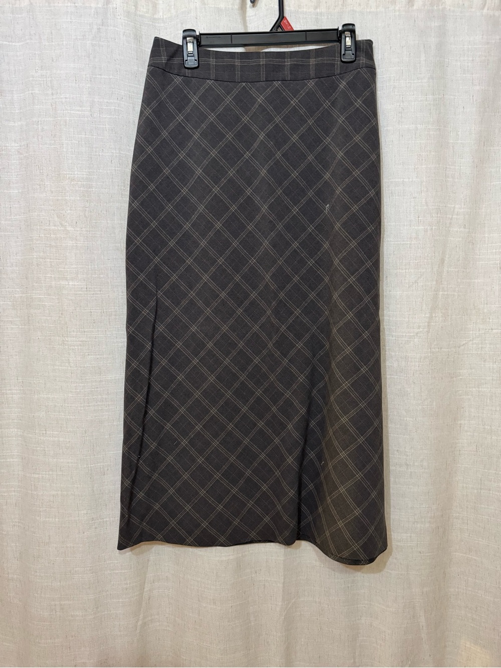 Classic Plaid A-Line Midi Skirt - Brown